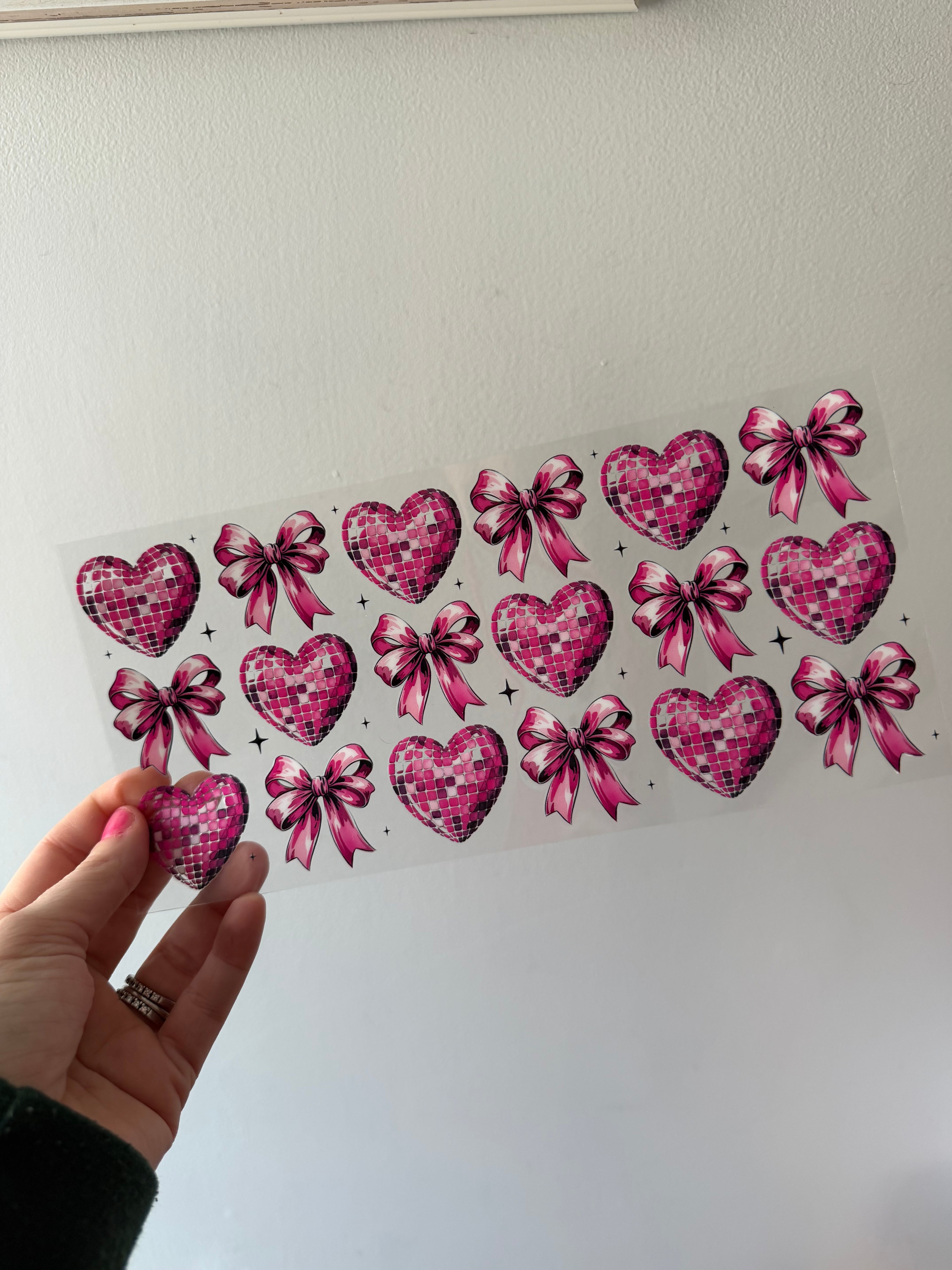 Disco hearts and bows